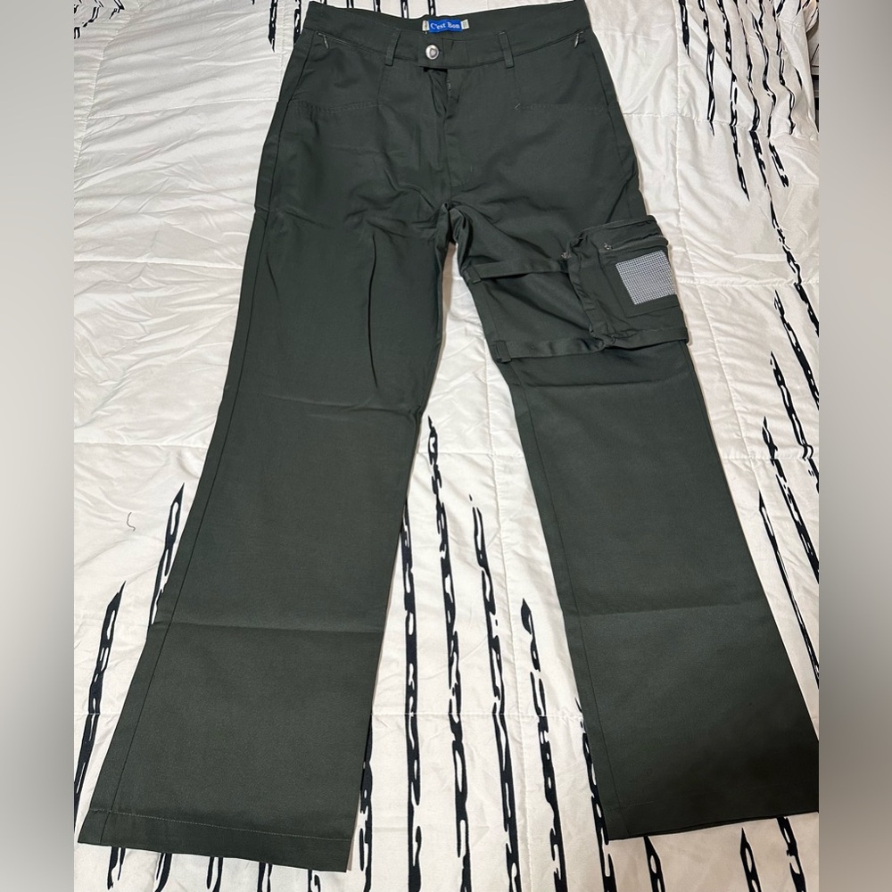 C’est Bon Men's Dark Green Tactical Cargo Pants
